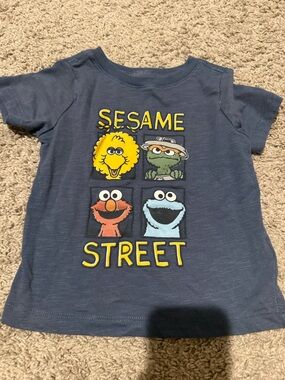 Sesame Street Navy Graphic Tee with Character Panels